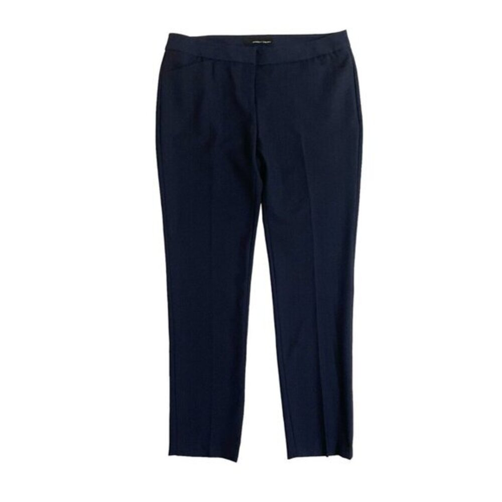 Amanda & Chelsea Slim Fit Pants Stretch Textured Stripes Navy Blue SZ 8 new